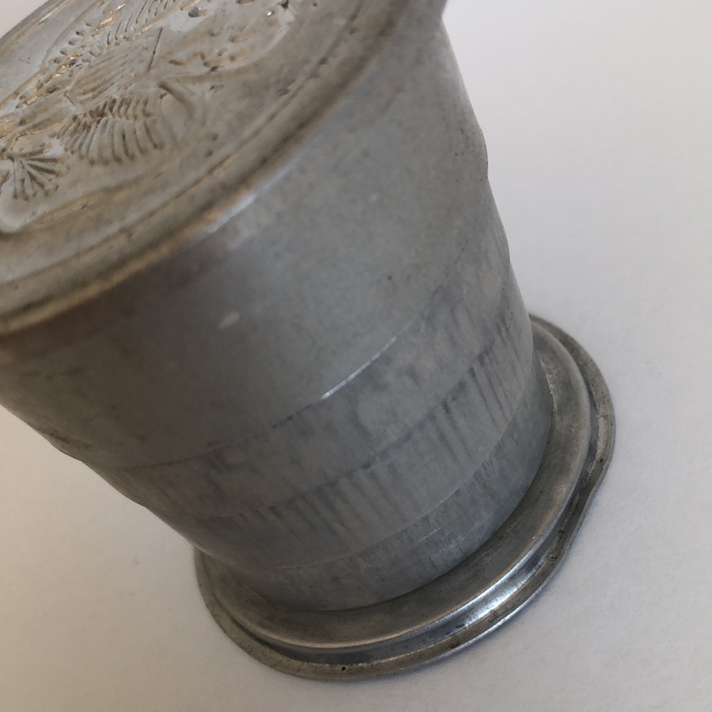 Vintage Girl Scout Collapsable Aluminum Cup And Pin With Safety Pin Clasp - Picture 6 of 15